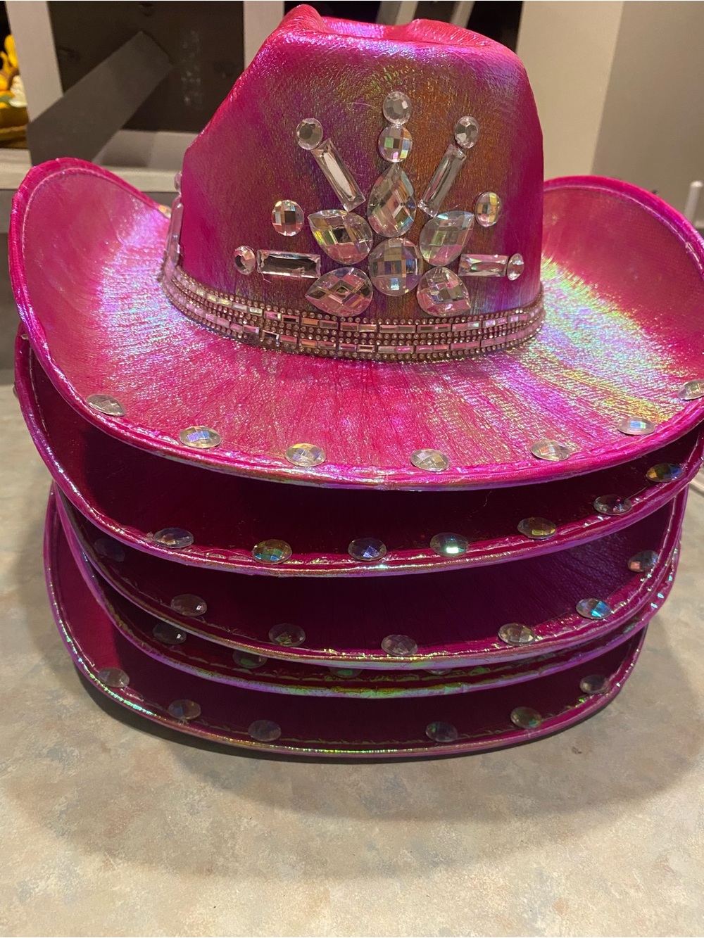 Women's Pink Rhinestone Cowgirl Hat with Jewel Accent